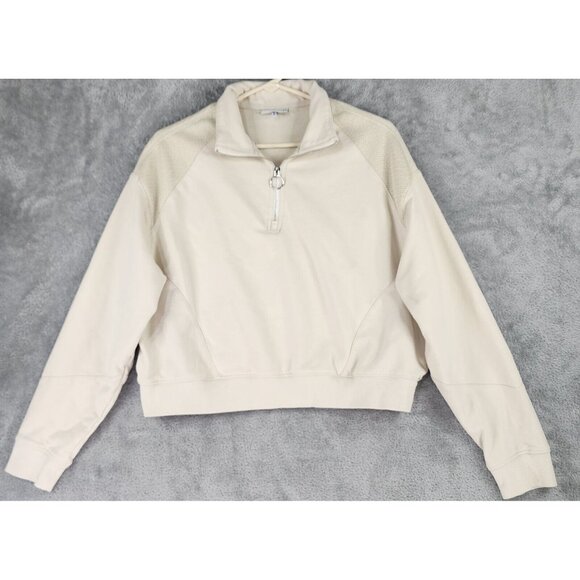 The Greii Sweatshirt Womens Large Cream 1/4 Zip Long Sleeve Preppy Casual Top - Picture 1 of 10